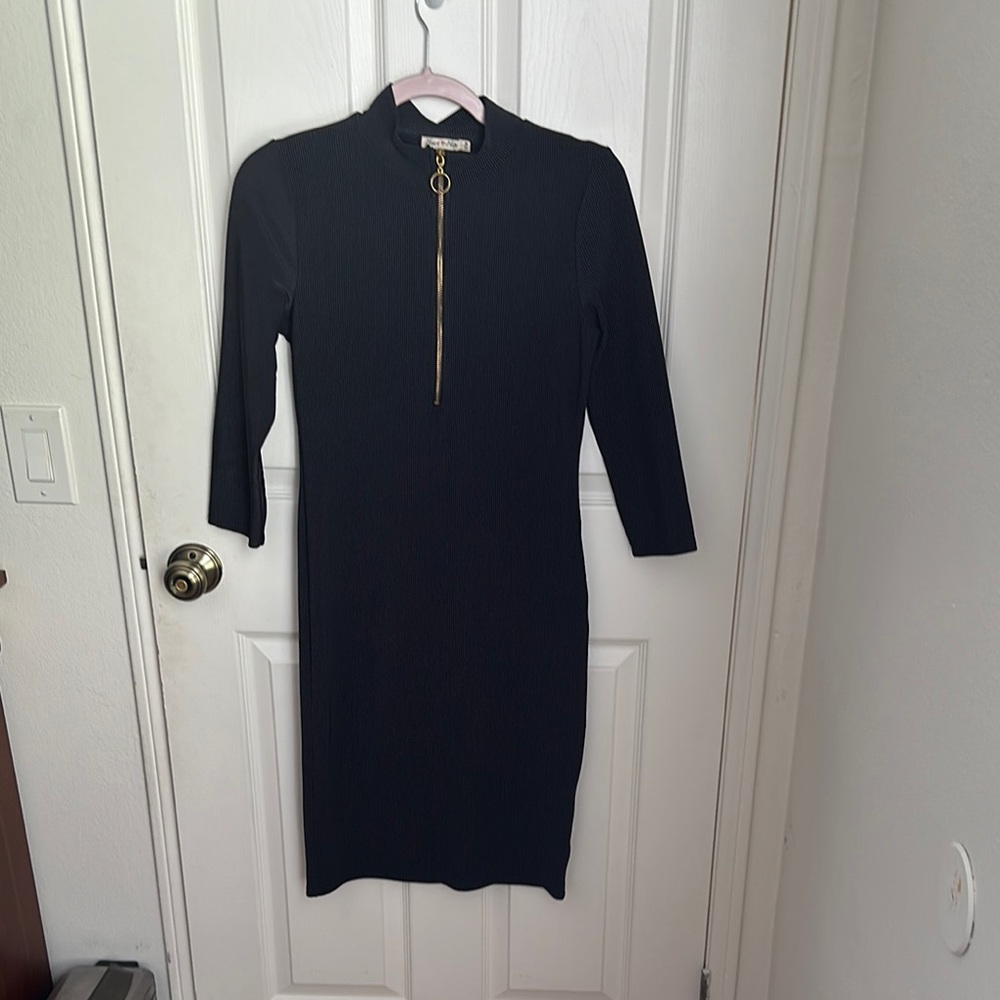 Elegant Black Dress with Gold Accent